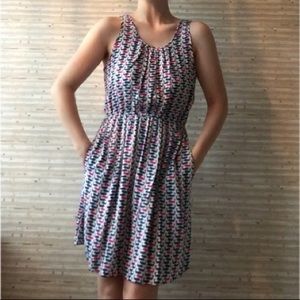 escapada pink and navy whale skater dress